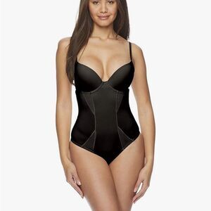 BEBE Black Shapewear Bodysuit Power Mesh Lift Cup Shaper size 34D